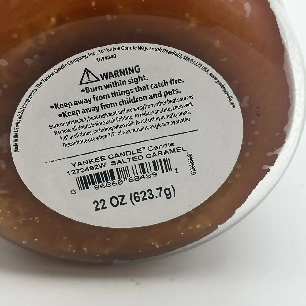 Yankee Candle SALTED CARAMEL 22 oz Single Wick Original Large Jar Candle